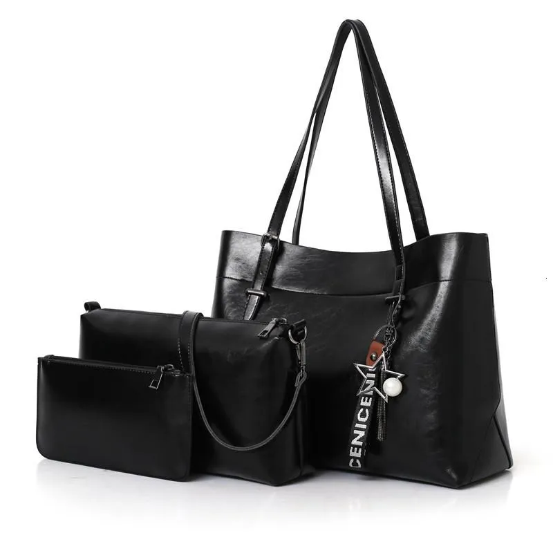 Designer Designer HBP Weiches Ölwachs PU-Leder Damenhandtaschen 3-teiliges Set Umhängetasche Berühmte Designer-Einkaufstasche mit großer Kapazität