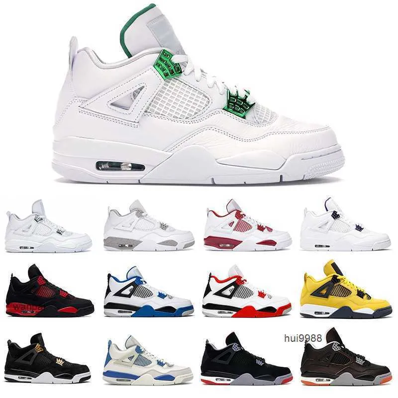 2023 Fashion basketball shoes for men women Jumpman 4 4s Metallic Green White Oreo Sail Fire Red Bred mens trainer sport sneakers size us 5.5-13 Jordam JERDON