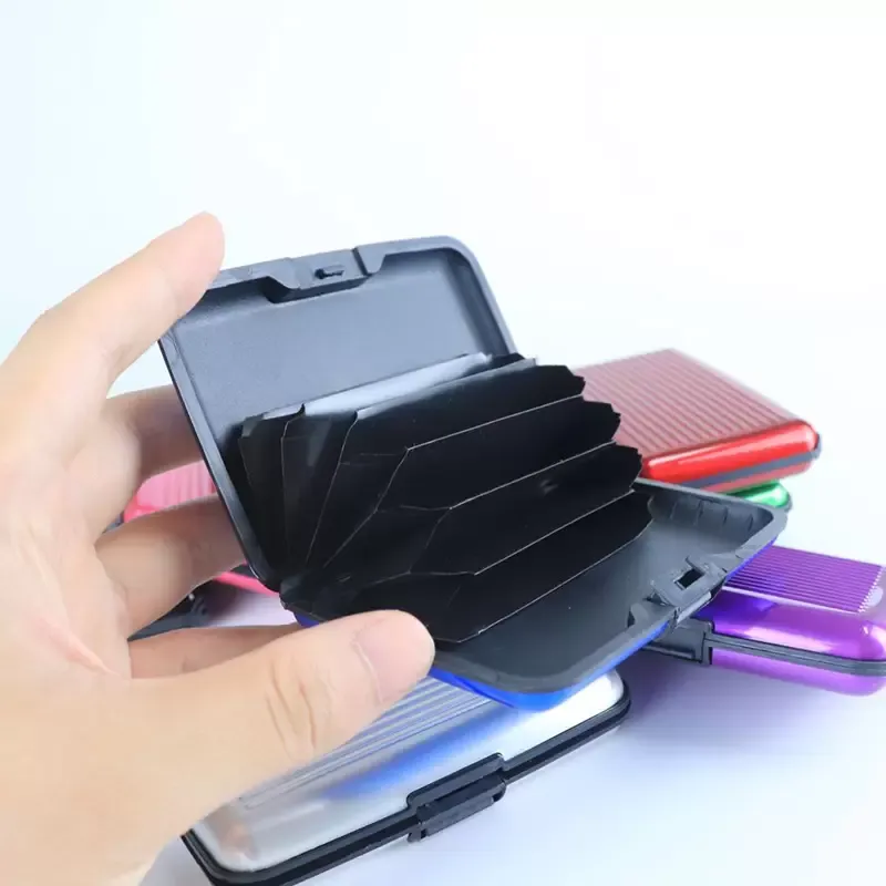Aluminum Alloy Mini Briefcase Card Holders Color Anti-Magnetic Card Box Protable Cover Case Upscale Stripe Resistant Aluma Wallet