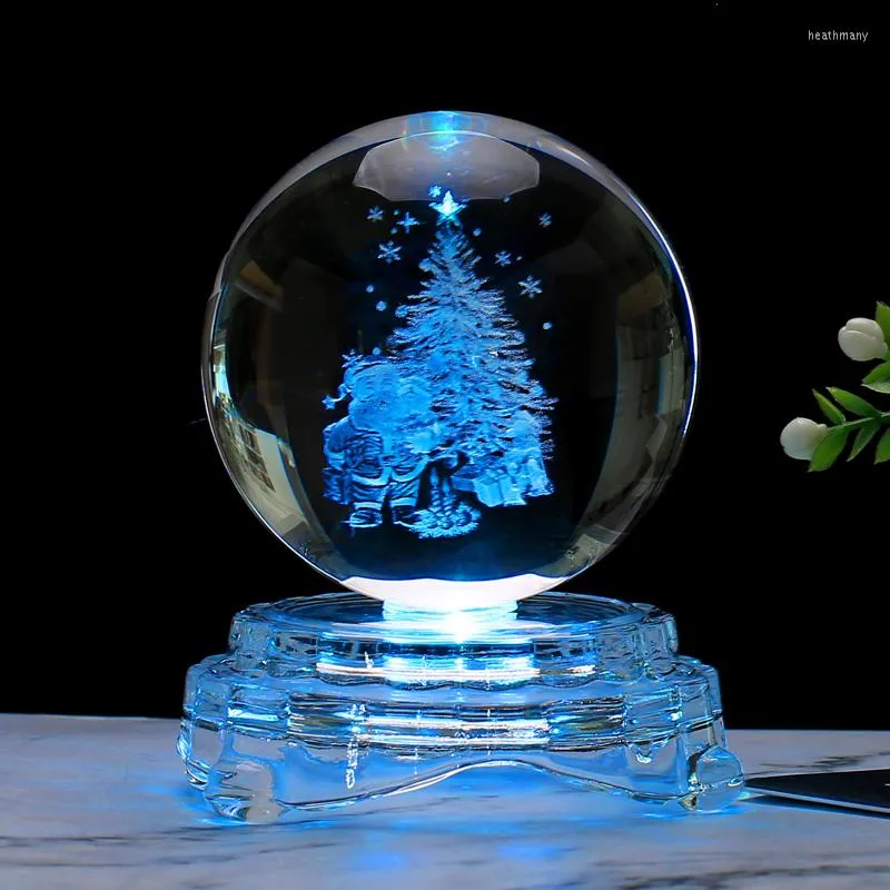 Nocne światła Crystal Ball Ornament Święta Święta Kreatywna Gife Dekoracja sypialni 3D Lampa LED Księżyc