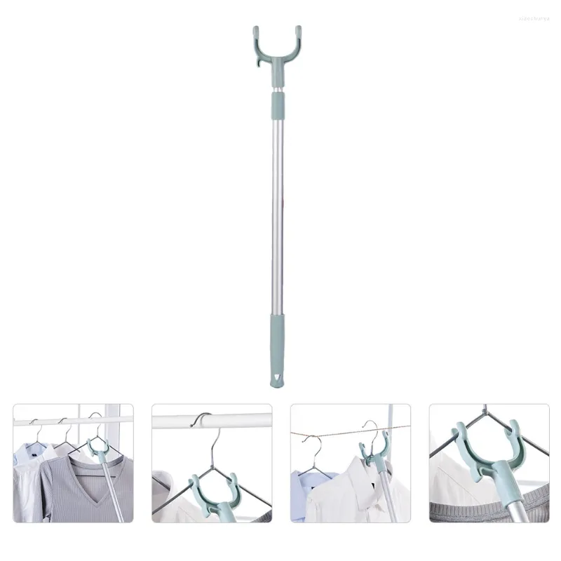 Shower Curtains Pole Retractable Clothes Hook Rod Clothesline Drying Line Hanger Coat Reach Clothing Wardrobe Closet Tension