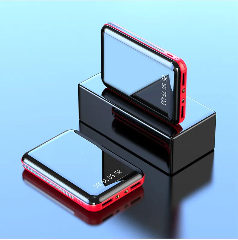 20000mAh Portable Mini Power Bank Mirror Screen LED Digital Display  Powerbank External Battery Pack Poverbank For Mobile Phones