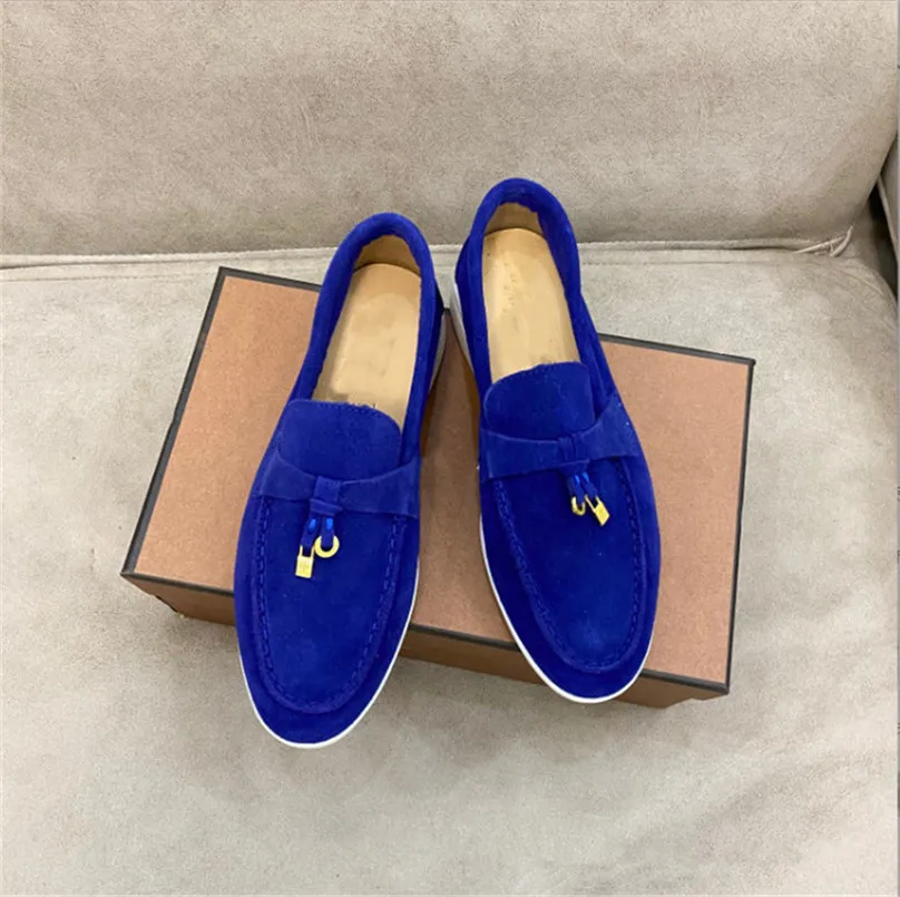 Loafers Shoes Walk Slip-On Leahter Stlye Driver Shoe Designer Loro Lady Lazy Business Casual Flat Trend Suede Comfortable Loro Fashion Women Men Lp Big Size 45