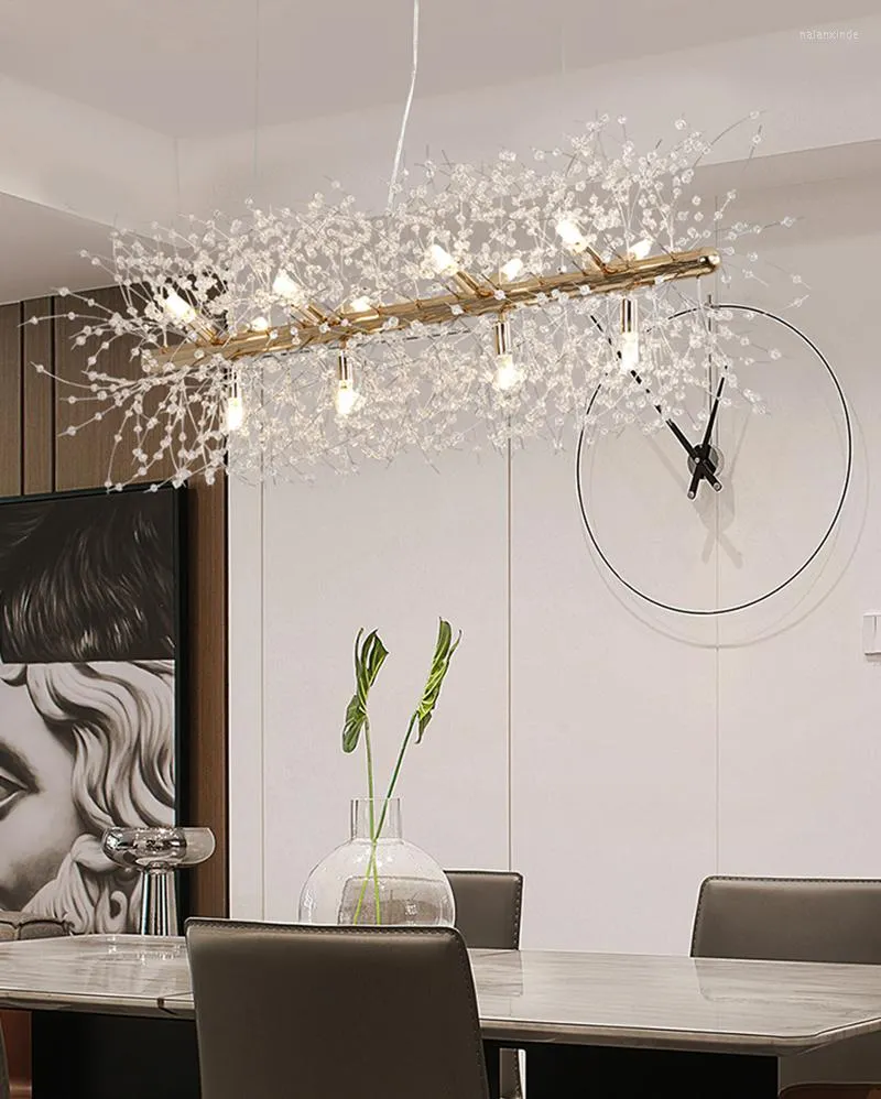 Ljuskronor Modern LED Crystal Chandelier Light Hanging Lamp maskrosbelysning för matsalsdekoration