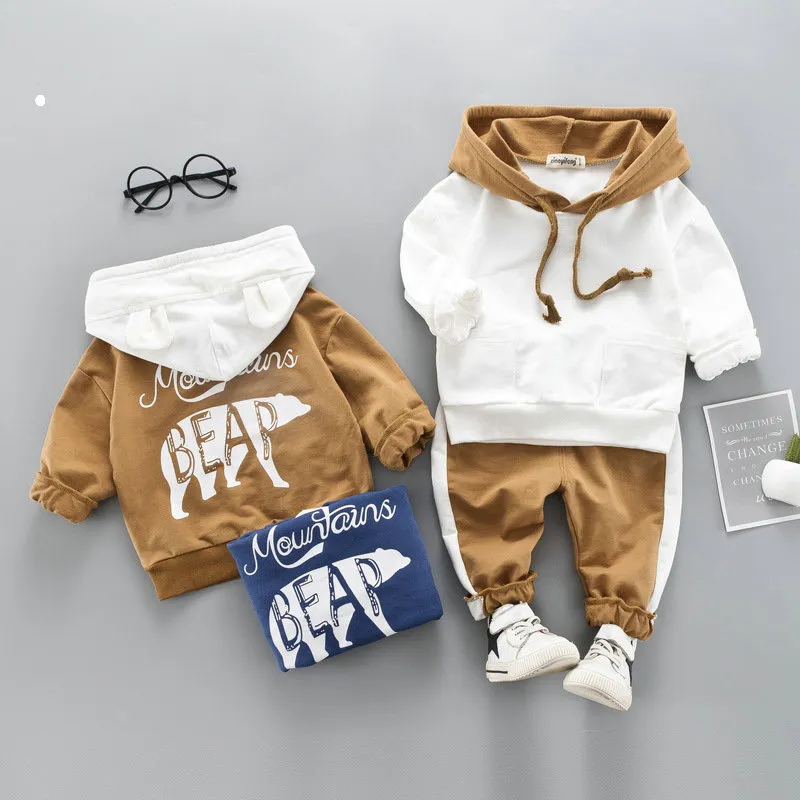 Spring herfst peuter tracksuit tracksuit baby kleding sets beren print kinderen jongens meisjes kleding kinderen katoen hoodies broek 2 pc's/sets