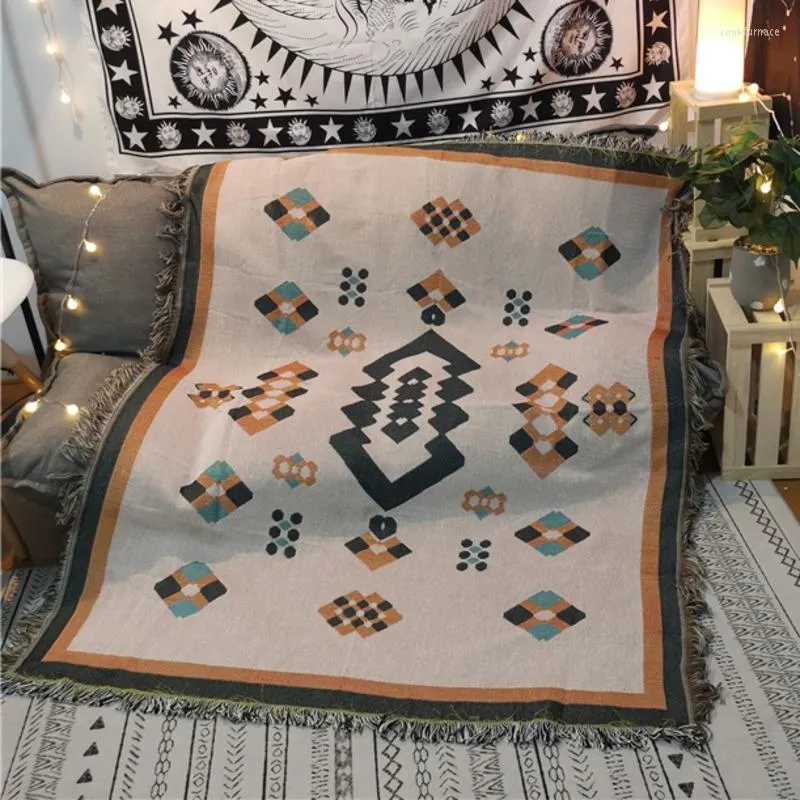 Blankets Bohemian Blanket Sofa Decorative Woven Thread Throw Cotton Knitted Geometric Nordic Home Decor Living Room Chair Mat