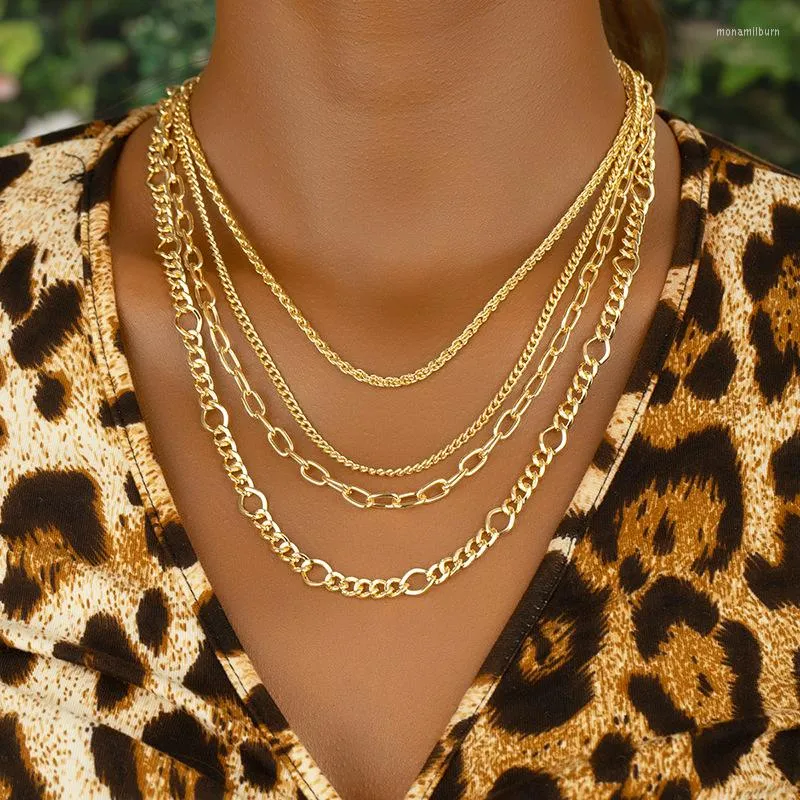 Choker Goud Kleur Punk Metaal Mode Dames Multi-lagen Verklaring Ketting