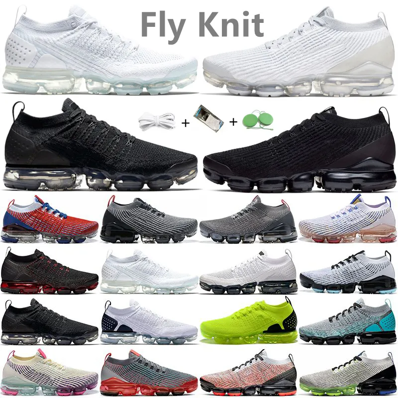 Fly Knit Mens Scarpe corsa Sneaker 1 2 3.0 Triple Nero Bianco Rosa Oreo Glow Green Particle Grey Blue Fury Pure Platinum Zebra Uomo Donna Scarpe da ginnastica Sport Sneakers 36-45