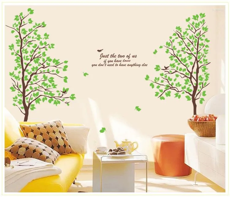 Raamstickers diy grote muur citaat decor kunst deusal sticker verwijderbare groene boombladeren vogels