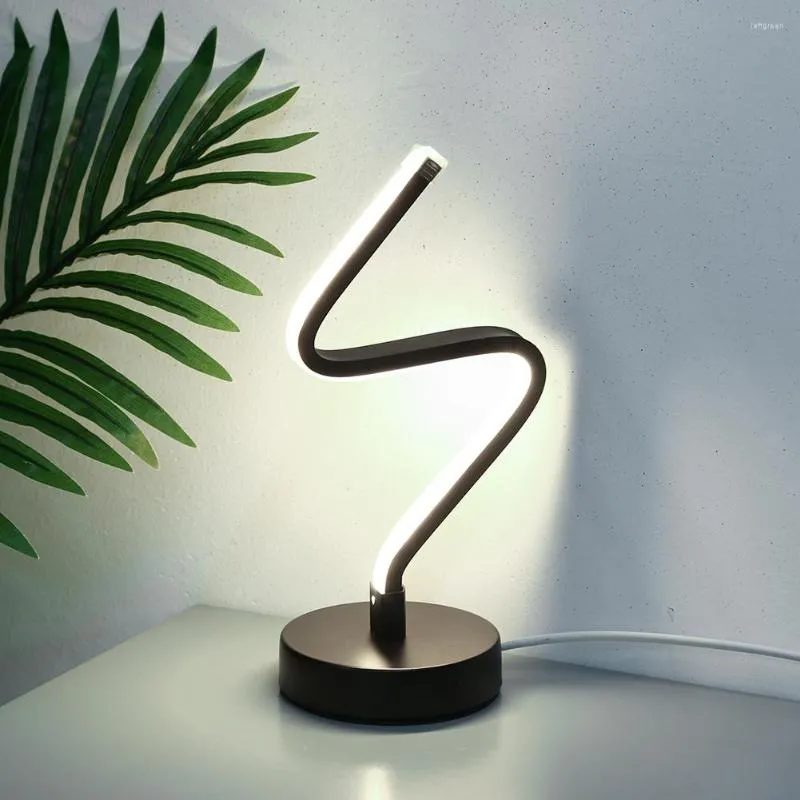 Lâmpadas de mesa LED em forma de luz em forma de espiral lâmpada de acrílico caseiro Estudar de economia de energia Modern Decoration Iluminação interna