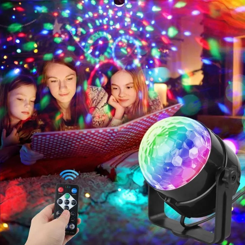 Decoração de festa 3W Som colorido ativado Lâmpada de bola de bola Luzes de estágio RGB Laser Light Light Christmas Supplies Presentes infantis