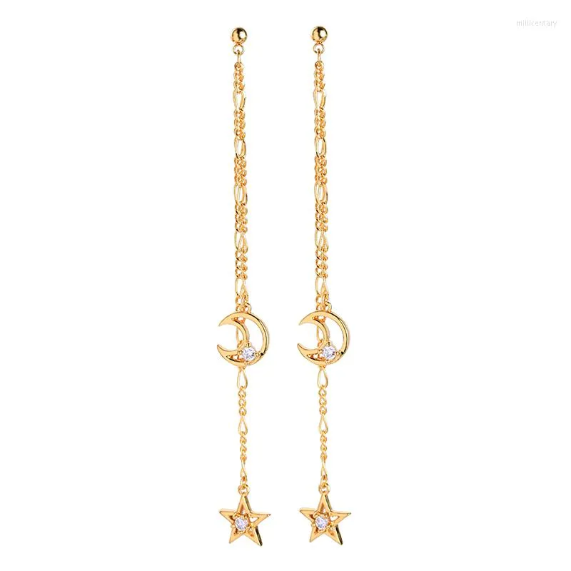 Dangle Earrings 2022 Gold Color Star Moon Long Tassel For Women Wedding Gifts Girls Jewelry