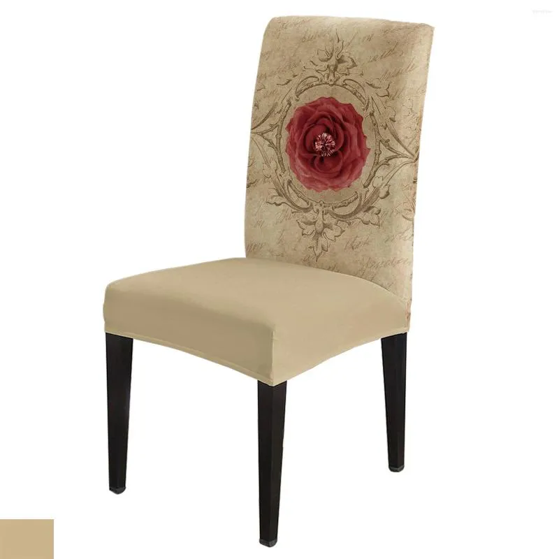 Chair Covers Retro Red Flower Gem Dining Cover 4/6/8PCS Spandex Elastic Slipcover Case For Wedding El Banquet Room