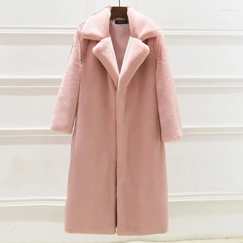 Women's Fur European Fashion Winter Faux Jackets and Coats for Women in Stock Female Windbreaker Trench Street Overcoat 2022