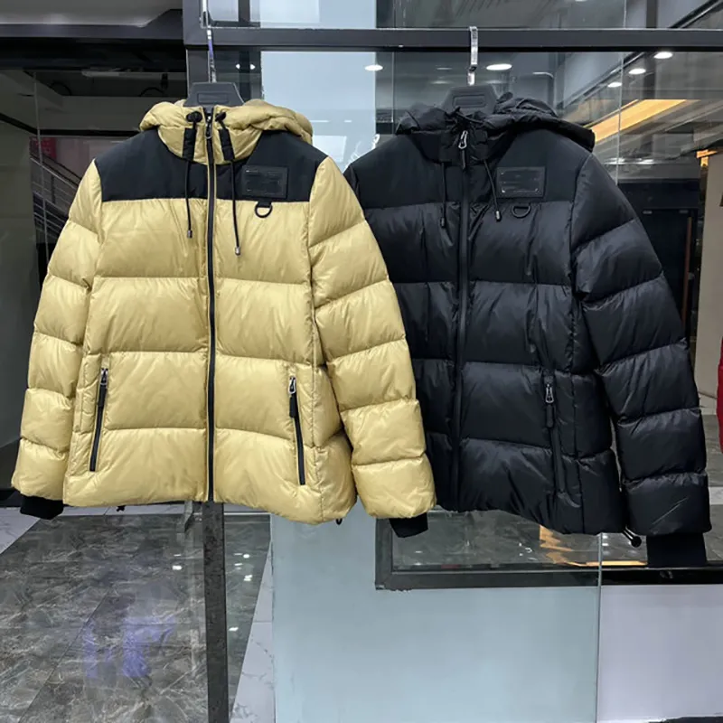 Erkek Jacke Kış Adamları Parkas Puffer Ceketler Aşağı Moda Moda Ceket Açık Sıcak Tüy Kıyafet Out Giyim Şapka