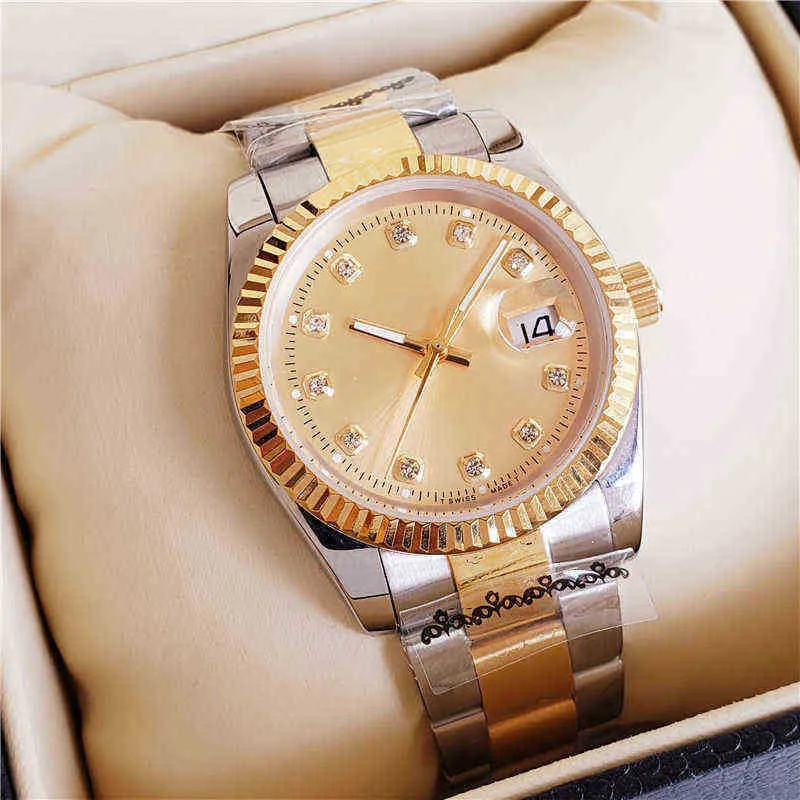 Arrivo 36mm 41mm Lovers Orologi Diamond Uomo Donna Gold Face Orologi da polso automatici Designer Orologio da donna P10n