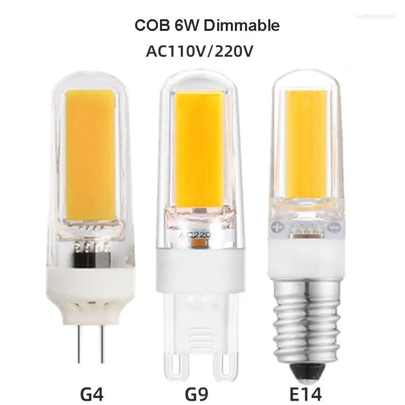 50pcs AC110V 220V LED G4 G9 E14 4W Dimmable Ampoule Ceilling Lampe COB Projecteur Lustre Remplacer Les Lampes Halogènes 4000K