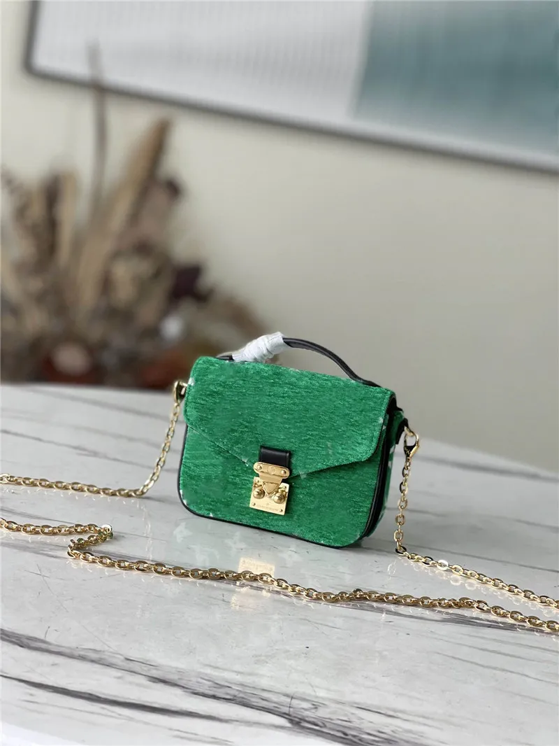 Designer Luxury Micro Metis in Green Jacquard Velvet Crossbody Shoulder Bag 7a Bästa kvalitet