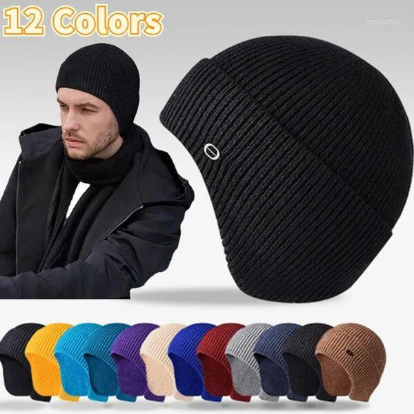 Motorhelmen Winter Earmuff cap heren buiten gebreide hoed WARME SKULLIES BANEIES UNISEX OOR BESCHERMING Winddichte oorklappen Bonnet