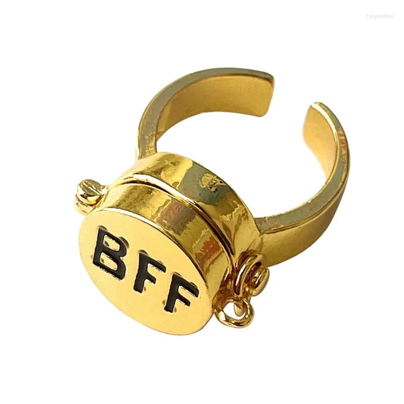 Clusterringe C9GF süßer Anime -Ring für Frauen Mädchen Rotatable verstellbarer Cover Gold BFF Forever Freund enge Geschenk