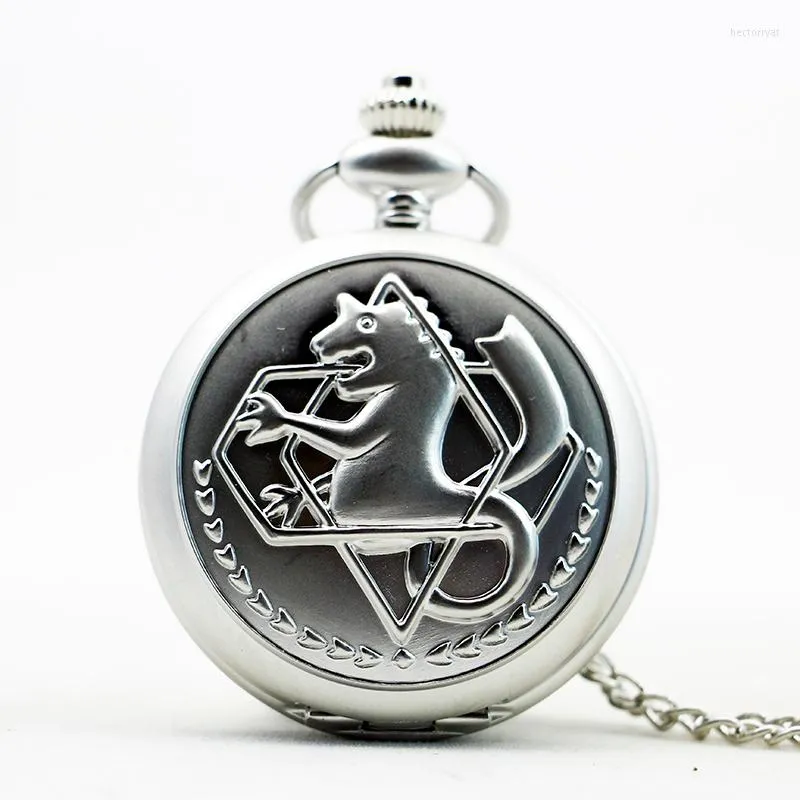 Orologi da tasca Orologio al quarzo con ciondolo con collana Fullmetal Alchemist in argento antico con catena regalo