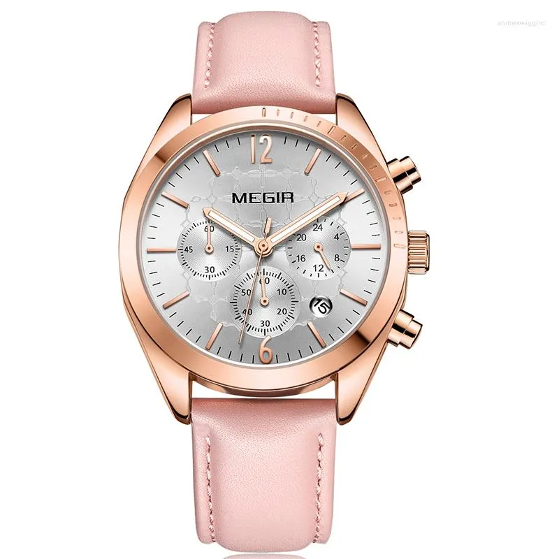 Orologi da polso MEGIR 2022 Lady Watch Women Dress Fashion Orologi al quarzo in oro rosa femminile