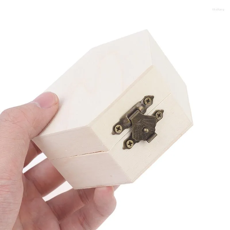 Enveloppe cadeau Hexagon Storage en bois Boîte d'emballage Bijoux Bijoux Affichage du mariage