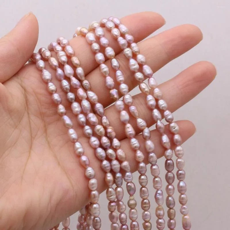 Perles d'eau douce naturelle perle violet riz forme 4-5mm 36cm bricolage pour la fabrication de bijoux colliers accessoires Bracelet boucles d'oreilles