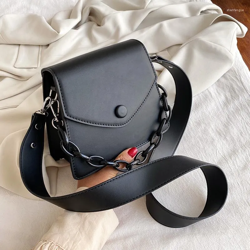 Evening Bags Solid Color Thick Chain Small PU Leather Crossbody For Women 2022 Summer Shoulder Cross Body Bag Ladies Handbags