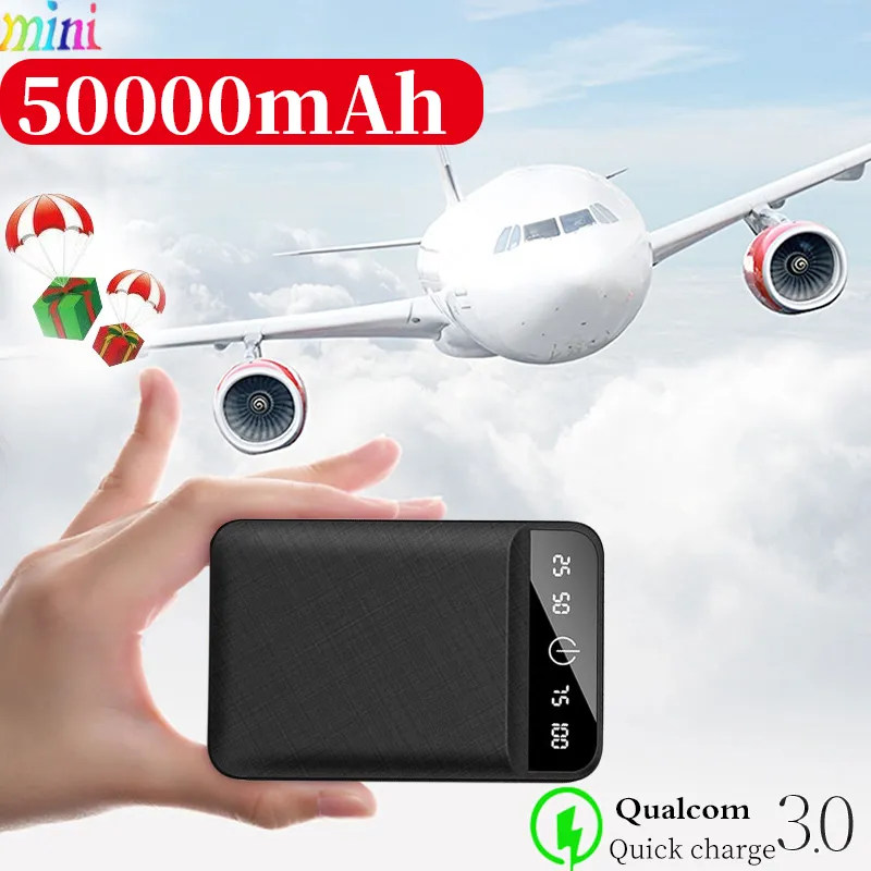 Mini Power Bank Battery 50000mAh Portable Fast Charging Digital Display Dual USB Charger for iPhone