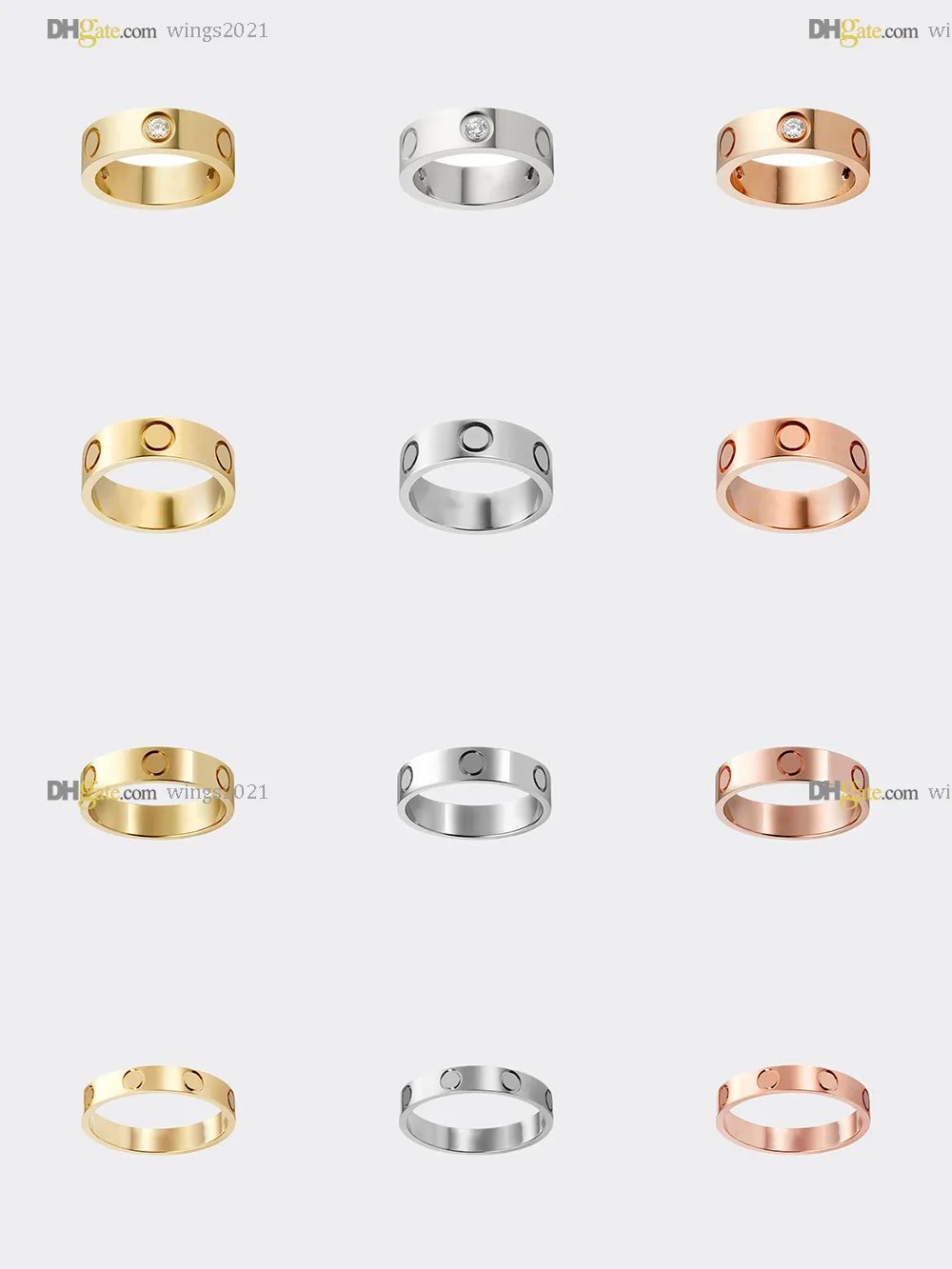 Love Ring Designer Rings Carti Band Ring 3 Diamanten vrouwen/mannen luxe sieraden titanium staal vergulde nooit vervagen, niet allergisch 21417581 goud/zilver/roségoud