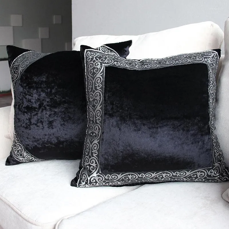 Pillow European Luxury Case Black Geometric Decorative Throw Cover Sofa Car Velvet Fabric Home Decor 45x45