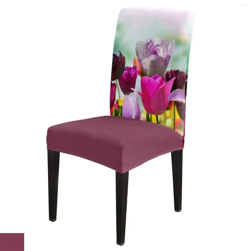 Fundas para sillas tulipanes coloridos primavera comedor cubierta 4/6/8 Uds Spandex funda elástica funda para boda El salón de banquetes