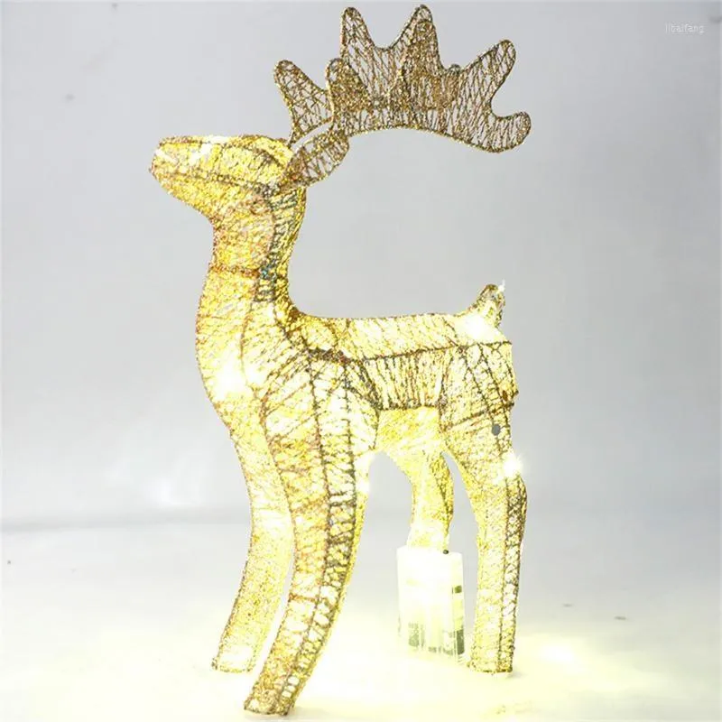 Décorations de noël lumière LED rougeoyante en fer forgé cerf wapiti Statue paillettes scintillantes renne ornement décor à la maison nouveauté