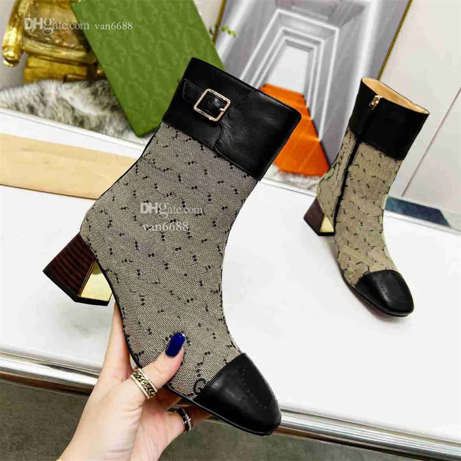 Designer Women Blondie Ankle Boots Fashion Double Ggity Heel Booties Sexig Luxury Leather Winter Mid-Heel Platform Boot Woman SDGVDC