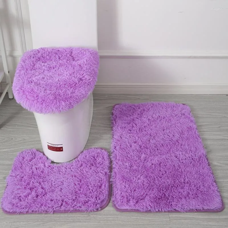 Toilet Seat Covers 3Ps/ Set Soft Plush Cover Washable Non-Slip Rug For Home Bathroom Shower Floor Mats Pure Color Decoration