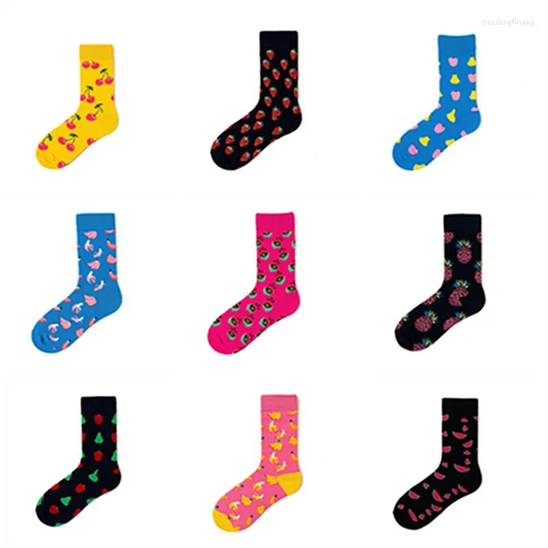 Men's Socks United States The Happy In Tube Logo Fruit Banana Men And Women Personality Cotton