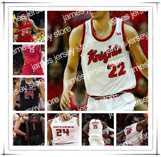 Koszykówka uczelni nosi 2021 Rutgers Scarlet Knights Basketball Custom Ron Harper Jr. Geo Baker Akwasi Yeboah Jacob Young Shaq Carter Men's Szygą Jersey 4xl 4xl