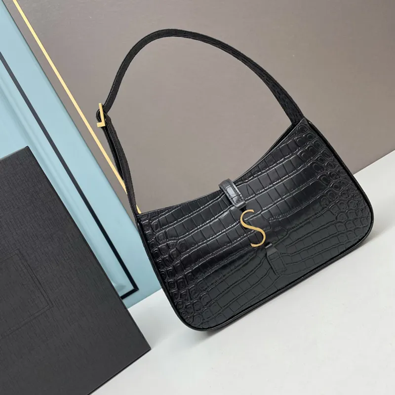 2022 Sacs d'aisselle de crocodile de qualité supérieure Sac à main pour femmes Alligator en cuir Classic Alligator pour sacs d'épaule femme Black Fashion Bag Wholesale