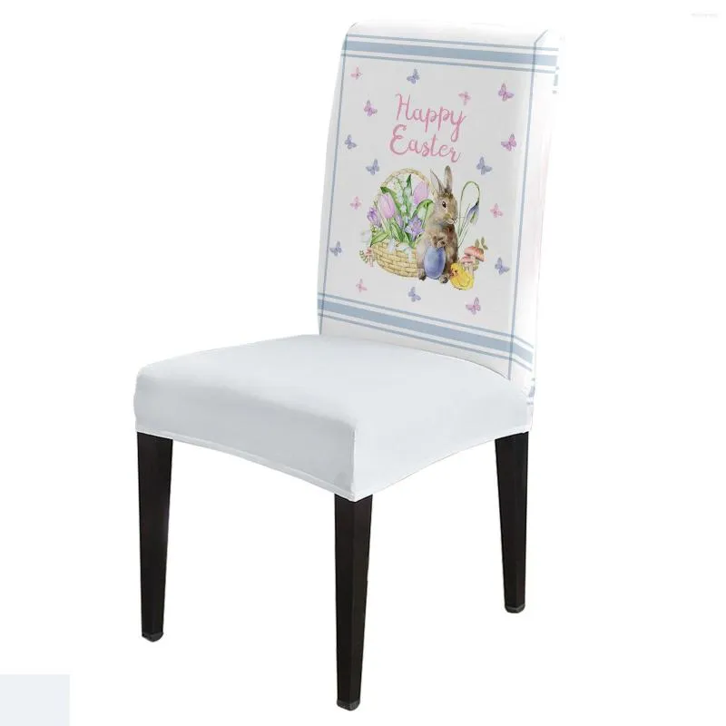 Housses de chaise oeuf de pâques fleur papillon rayure couverture salle à manger Spandex siège extensible maison bureau bureau ensemble de cas