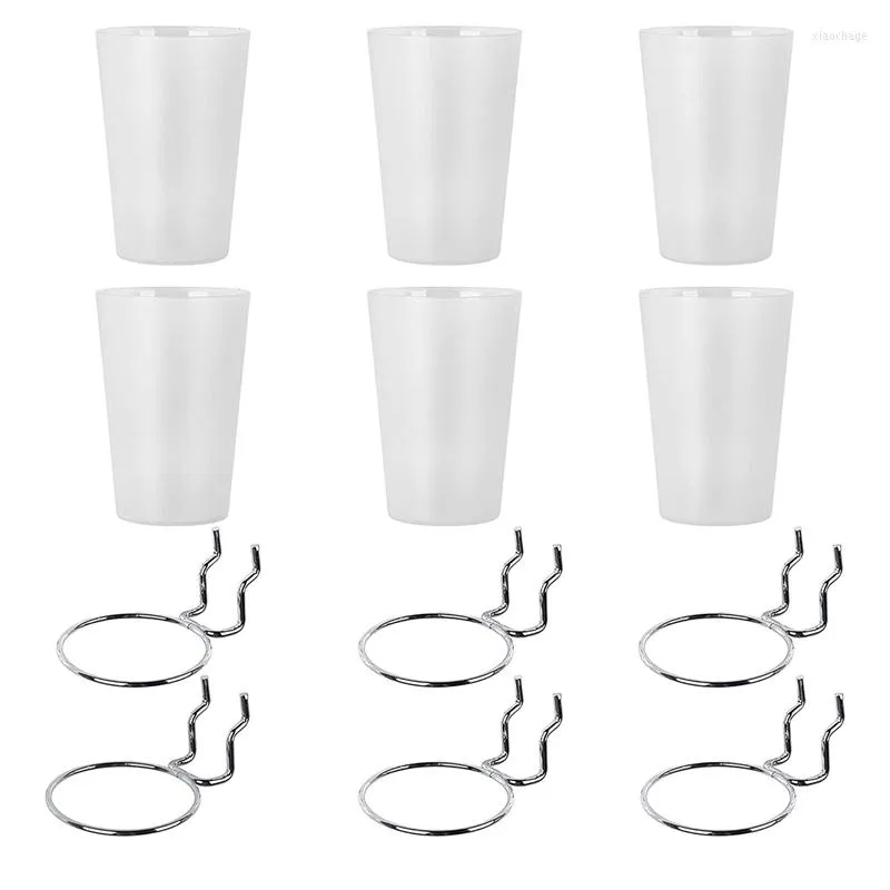 Haken 6 Sets Stecktafelbehälter mit Ringen Stil Tassen Getränkehalter Zubehör Transparent