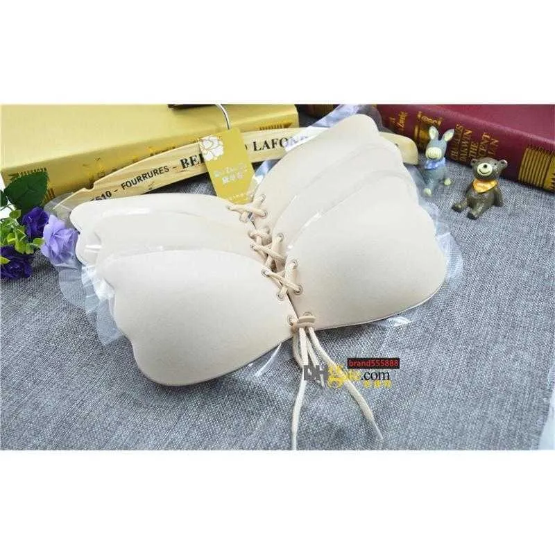 New Women Silicone bra cups backless dress butterfly Invisible Push Up Stick On Self Adhesive Front fly Bra Strapless A B C D