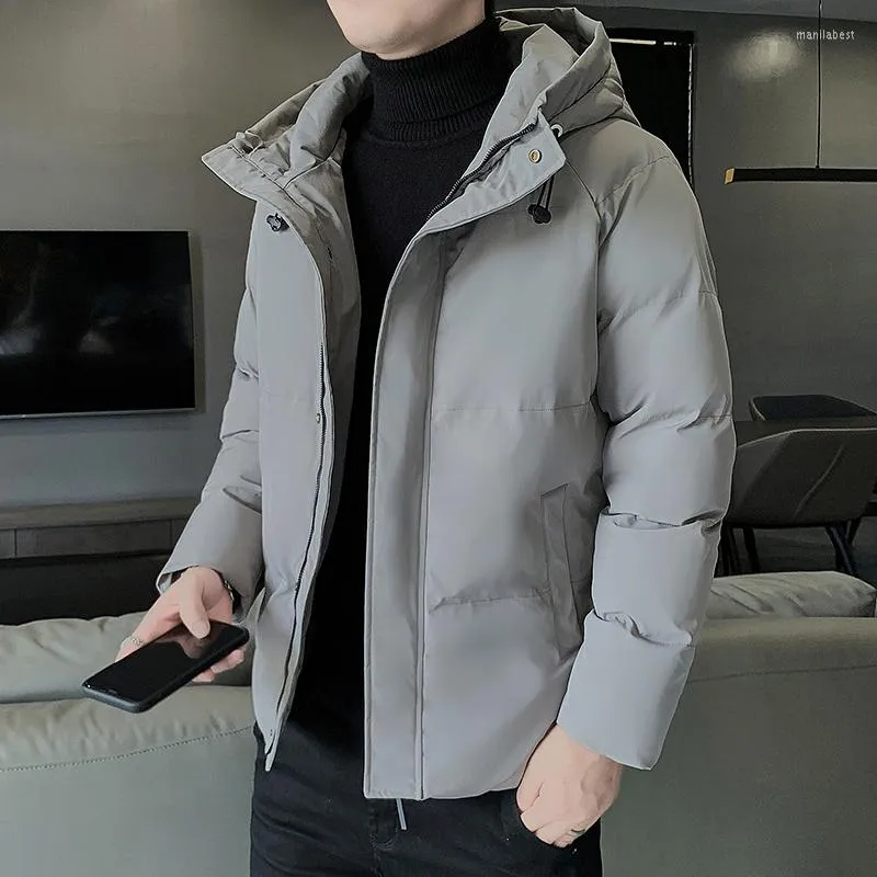 Men's Down 2022 Casual Korean Large Size Jacket Thickened Warm Trend Winter Coat Short Hooded Cotton Padded Gentleman