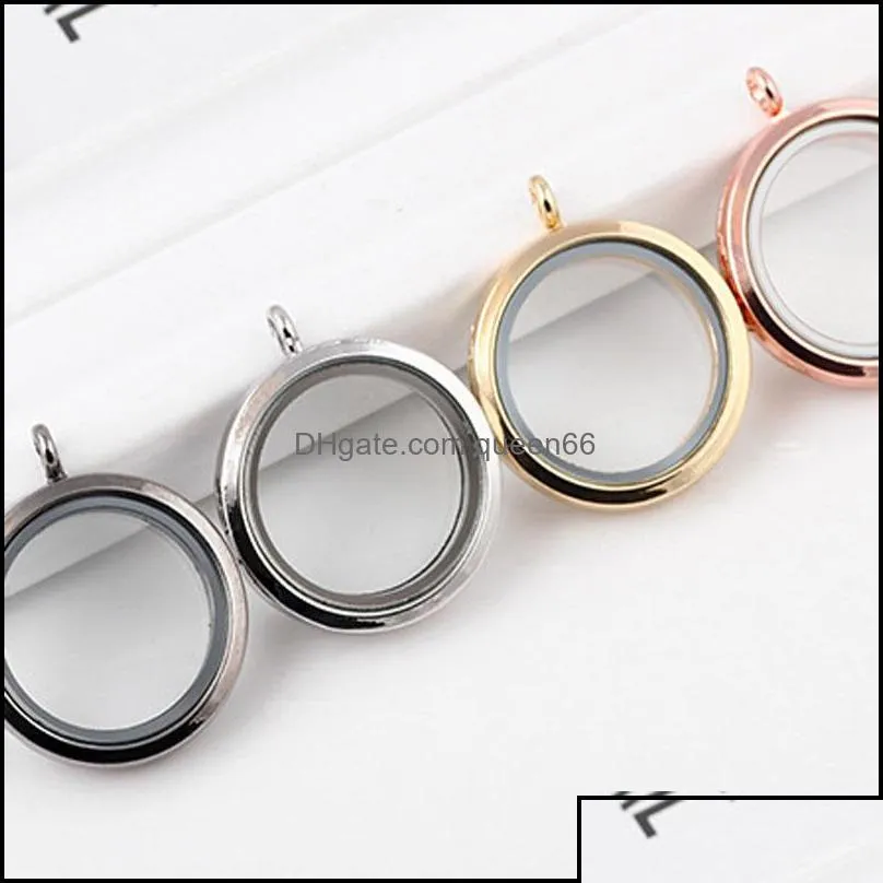 Lockets halsband hängsmycken smycken legering runt flytande hänge för kvinnor män po levande minnes glas charm halsband fashi dhk otjsk