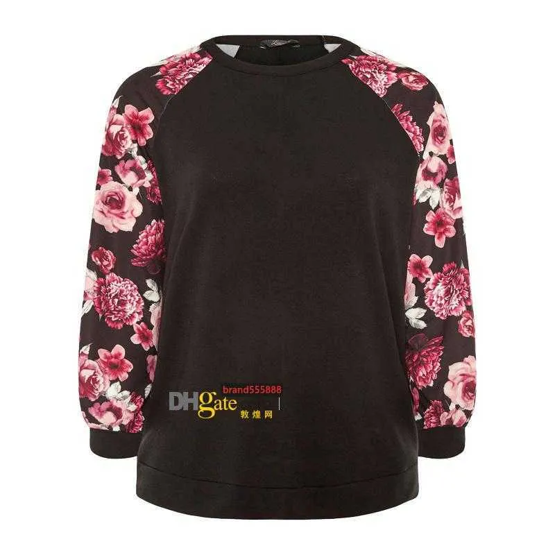 Women plus size Hoodies Sweatshirts fall winter clothes cycling plain panelled S-5XL pullover print Floral outerwear crew neck long sleeve sportswear stylish 04361
