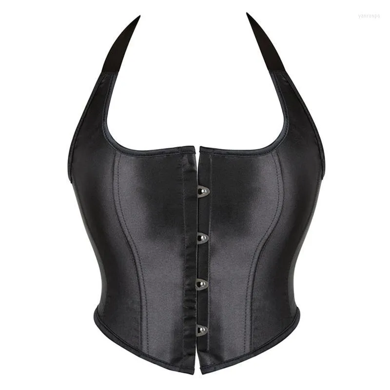 Bustiers Corsets Gothic Black Halter Taiste Corset Женщины сексуальное нижнее белье для тела для формирования шлюзы Bustere Tops грудь выталкивать вверх по Shapewearbus