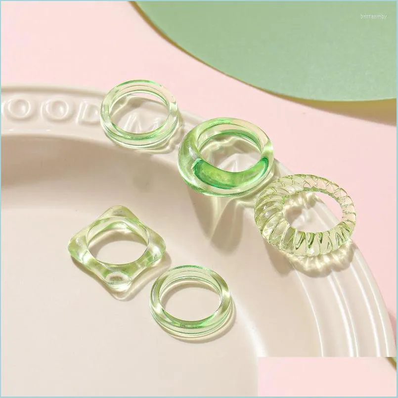 Кластерные кольца кластерные кольца ПК, установленные для женщин, простота стиль ацетатная смоля Прозрачная кольцо женское романтическое ювелирное украшение индекс fi dh8a6
