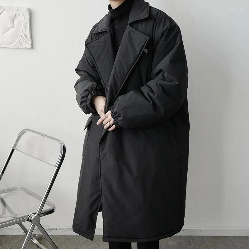 Heren down winter zwarte lange jas mannen warme mode oversized dikke Japanse streetwear los dikke jas heren parker overjas