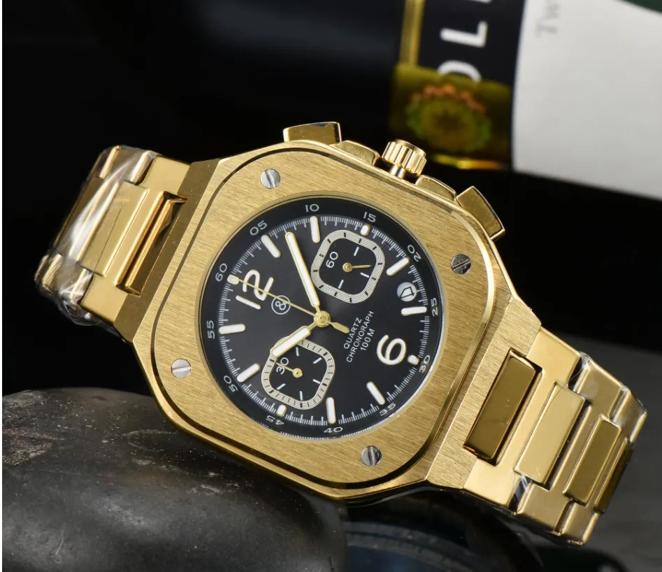 Armbåndsure BR Model Sport Quartz Bell Luksus multifunktionsur Business Fuld rustfrit stål Man Ross Square Armbåndsur 003_voghion.com