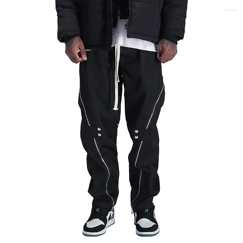 Men's Pants Men Casual Techwear Streetwear Joggers Zipper Black Harem